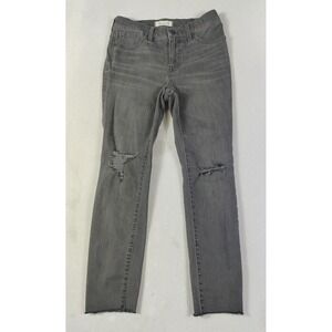 Madewell 9 Inch Skinny‎ Jeans Womens 26P Gray Mid Rise Distressed Raw Hem Ankle